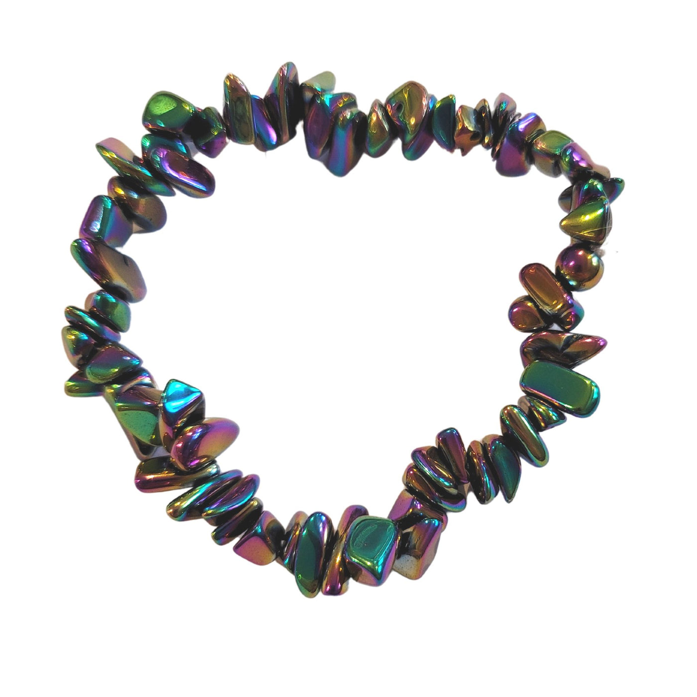 Armband av stenchips - Hematit regnbågsfärgad (aura)