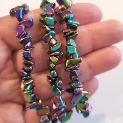 Armband av stenchips - Hematit regnbågsfärgad (aura)