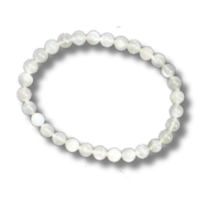 Armband vit månsten små runda pärlor 4mm