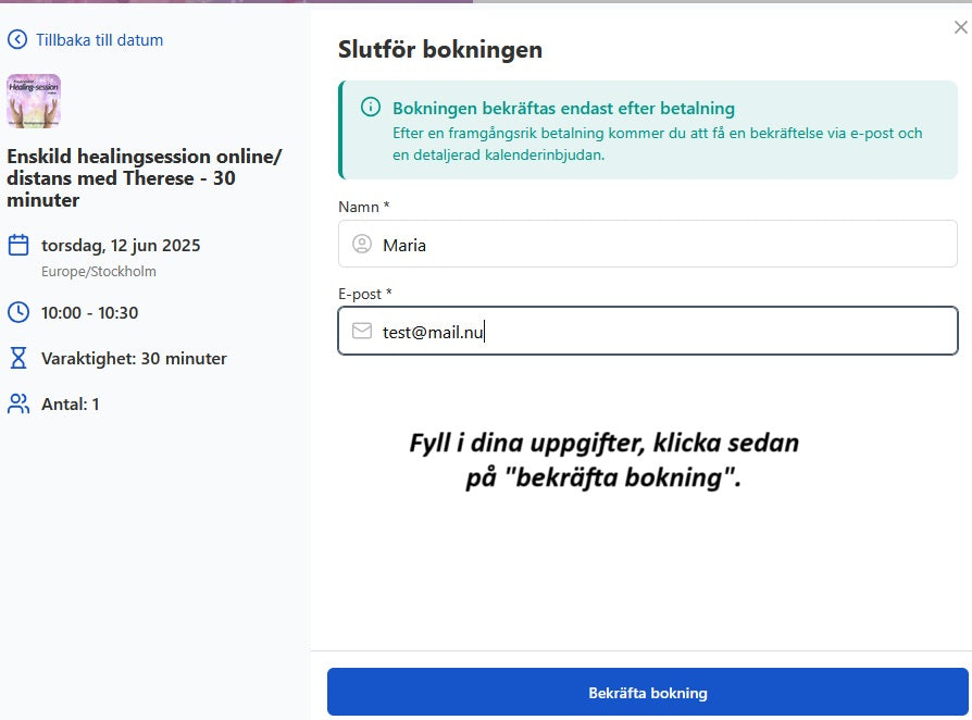 Enskild healingsession online/distans med Therese - 30 minuter