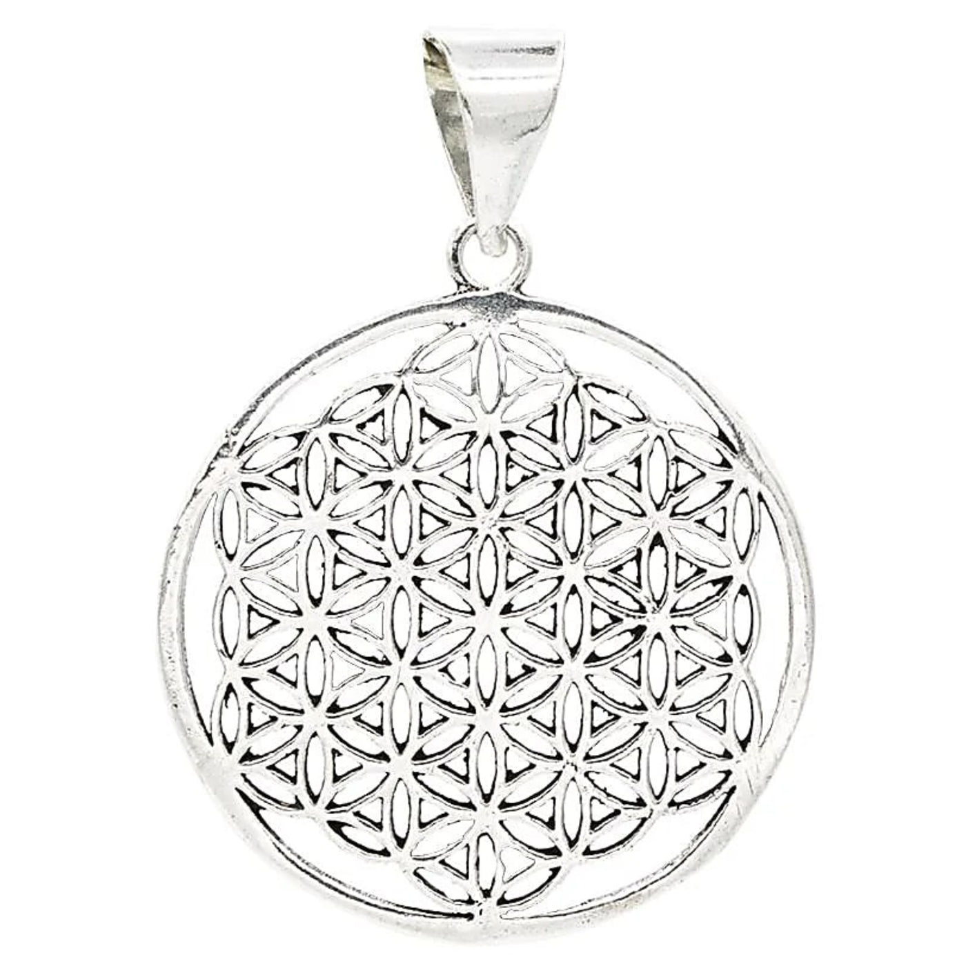 Livets Blomma / Flower of life - hänge av silverfärgad mässing