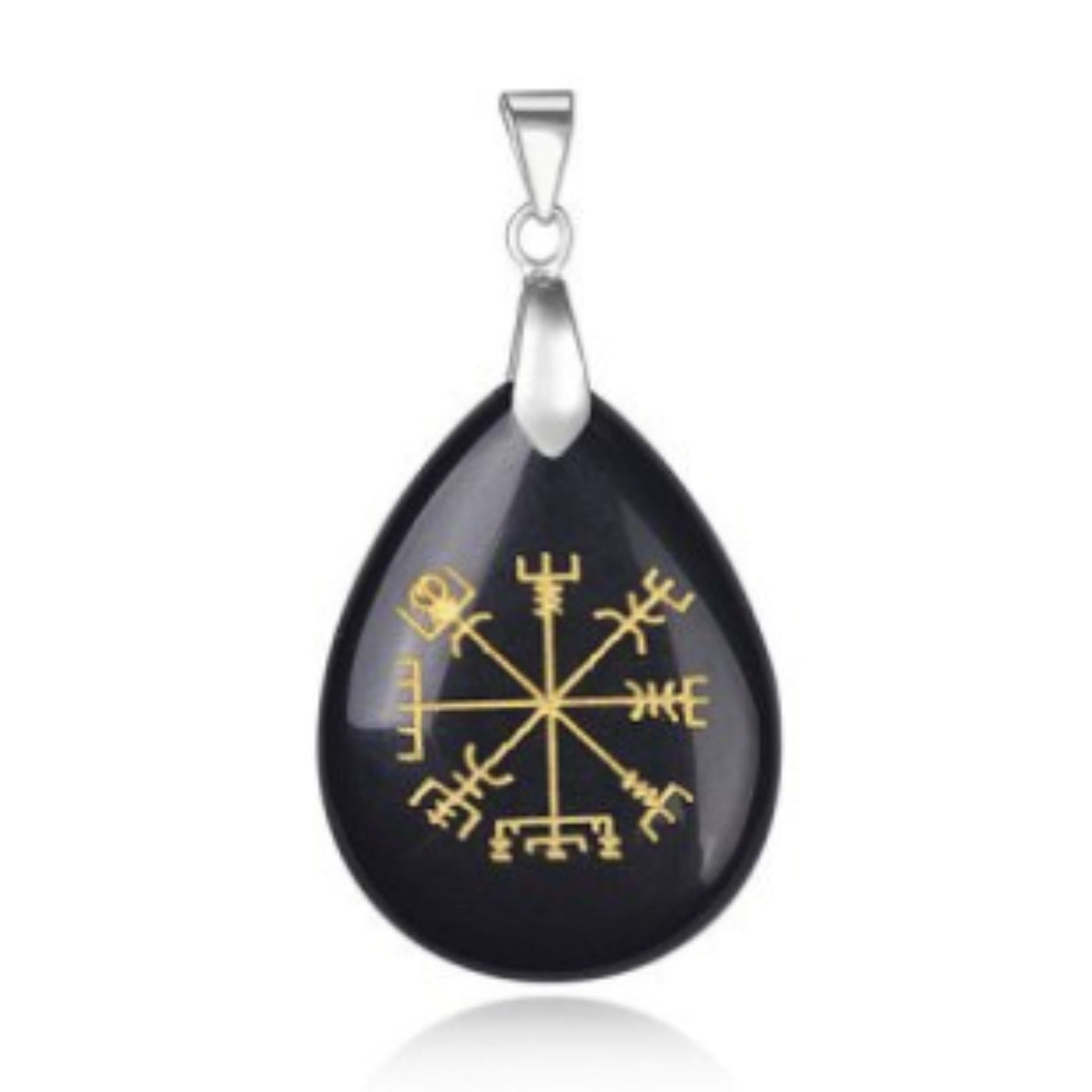 Hänge Vegvisir - svart obsidian