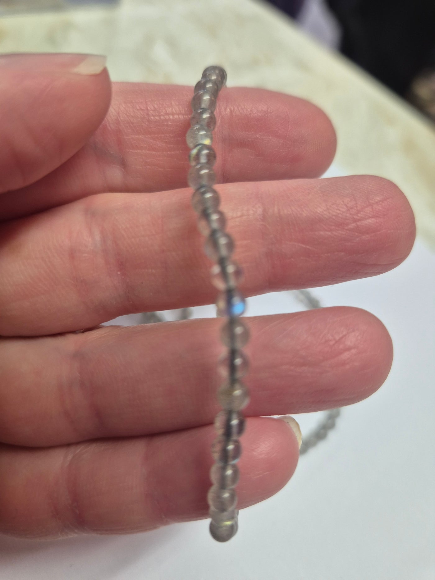 Armband labradorit små runda pärlor 4mm